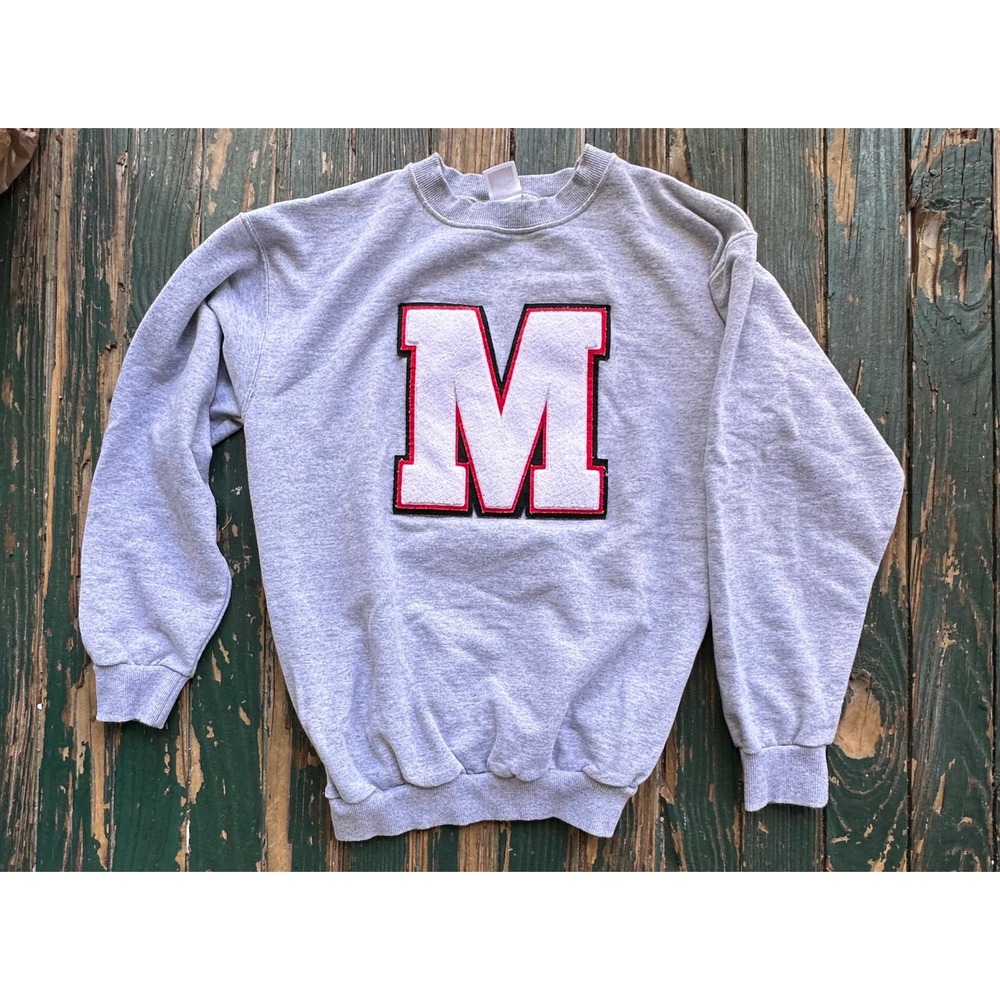 Cherry T Co Gray Chenille Patch M Varsity Sweatshirt Mens Medium Canada Made